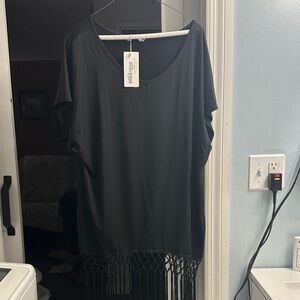 Elegant Black Fringe Tunic by